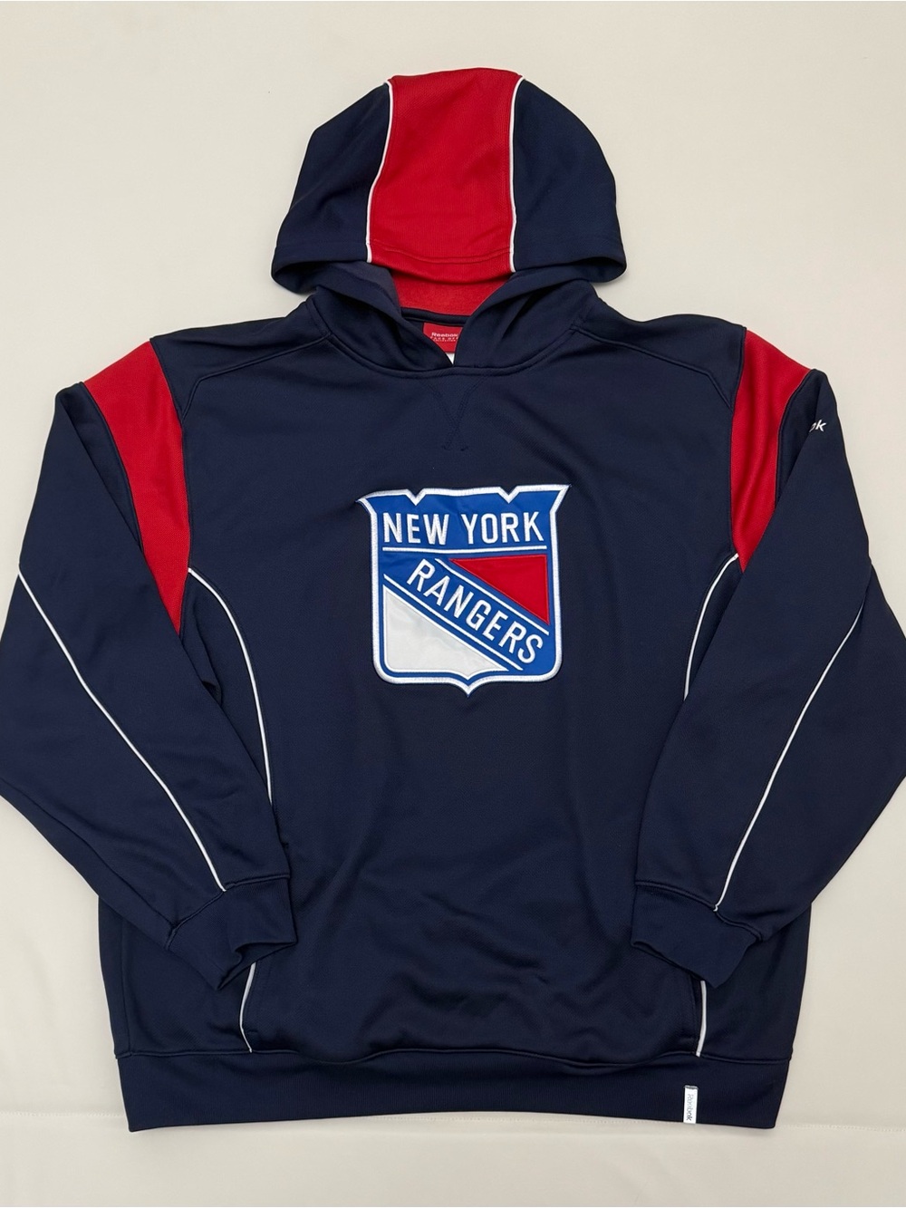 Reebok Navy and Red New York Rangers NHL Face Off Hooded Sweatshirt